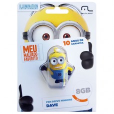 Pen Drive Minions Dave 8GB USB Leitura 10MB/S e Gravação 3MB/S Multilaser